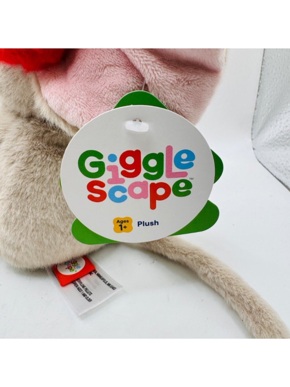 Gigglescape Plush Mouse Toy With Red Earmuffs For Ages 1+ - Picture 4 of 5